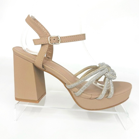 Taupe Block Heel Sandal with ankle strap - Picture 2 of 2